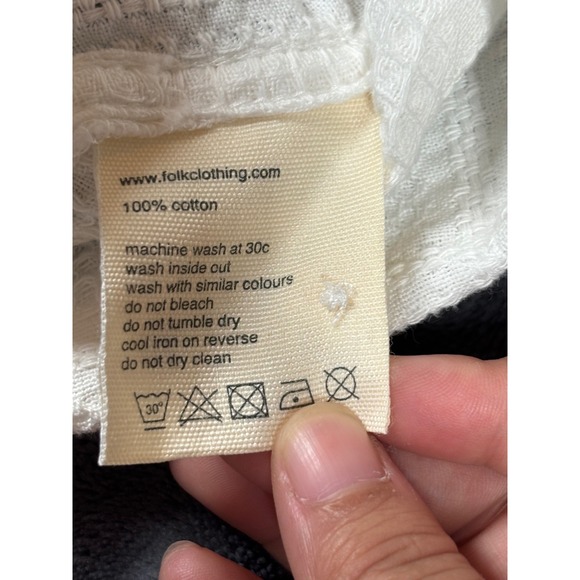 Folk Mens White Textured Short Sleeve Button Up Shirt Size L - Picture 4 of 8